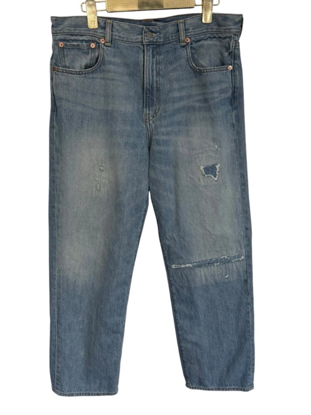 Denimist Lindsay Slim Boyfriend Jeans Distressed Straight Leg Medium Wash Womens
